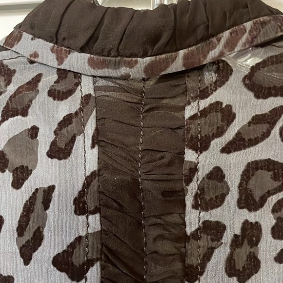 Gorgeous ANNA MOLINARI Black Grey LEOPARD Shear BLOUSE XS-S! - Picture 6 of 8